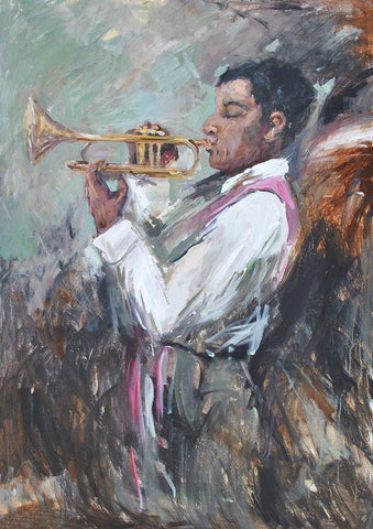 Soulful Tunes Black Ornate Wood Framed Art Print with Double Matting by Stevens, Allayn