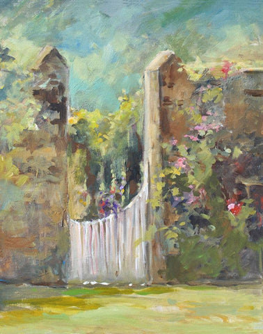 Garden Door White Modern Wood Framed Art Print with Double Matting by Stevens, Allayn