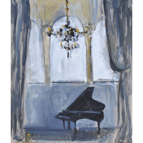 Formal Piano White Modern Wood Framed Art Print by Stevens, Allayn