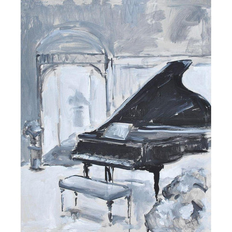 Peaceful Piano Black Modern Wood Framed Art Print by Stevens, Allayn