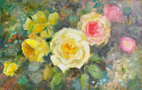 Still Life #6 Black Ornate Wood Framed Art Print with Double Matting by Stevens, Allayn