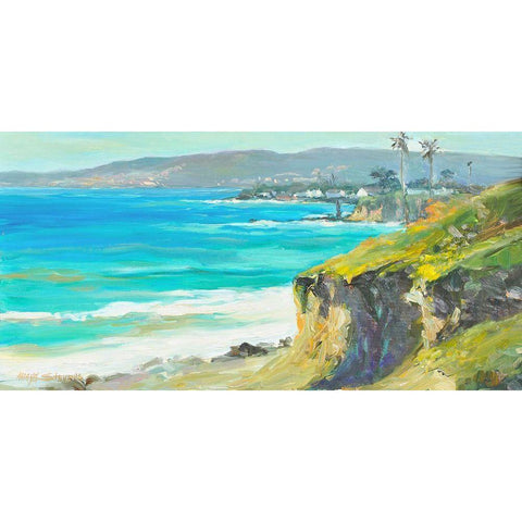 Coast Cliffs Black Modern Wood Framed Art Print by Stevens, Allayn
