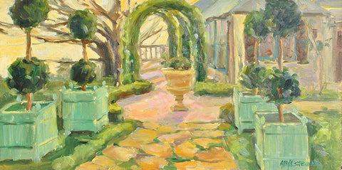 Villa Walkway White Modern Wood Framed Art Print with Double Matting by Stevens, Allayn