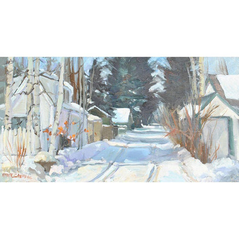 Winter Morning Gold Ornate Wood Framed Art Print with Double Matting by Stevens, Allayn