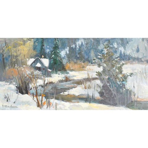 Winter Creek Black Modern Wood Framed Art Print by Stevens, Allayn