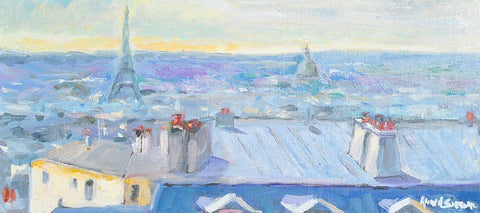 Paris View Black Ornate Wood Framed Art Print with Double Matting by Stevens, Allayn