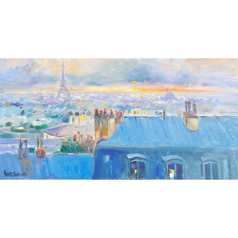 A View Of The Tower Black Modern Wood Framed Art Print by Stevens, Allayn