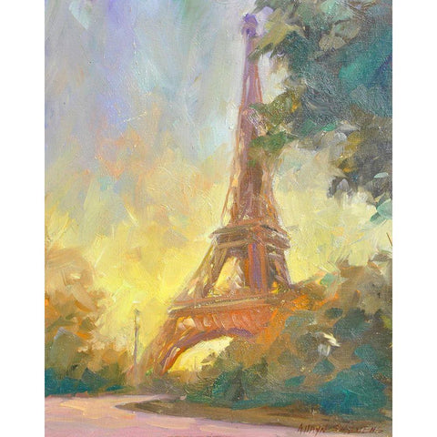 Eiffile Tower Gold Ornate Wood Framed Art Print with Double Matting by Stevens, Allayn