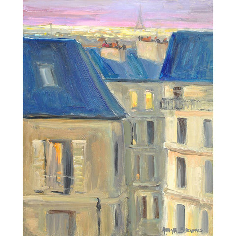 Parisian Roofs Black Modern Wood Framed Art Print by Stevens, Allayn