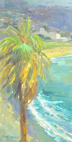 Palm Sway White Modern Wood Framed Art Print with Double Matting by Stevens, Allayn