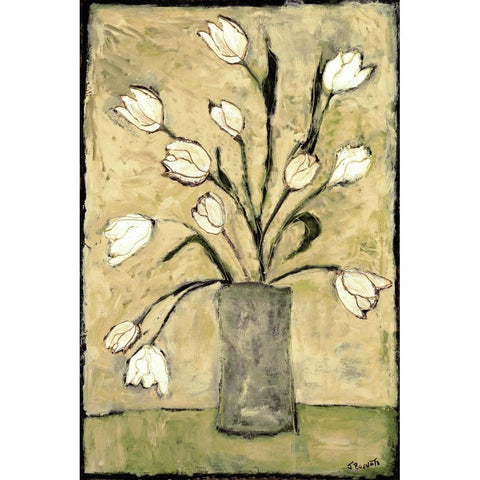 Tulips in White Black Modern Wood Framed Art Print with Double Matting by Bagnato, Judi