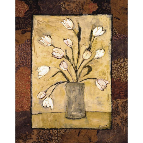 Tulips in White Black Modern Wood Framed Art Print with Double Matting by Bagnato, Judi