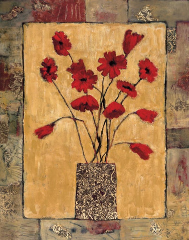 Red Flowers White Modern Wood Framed Art Print with Double Matting by Bagnato, Judi