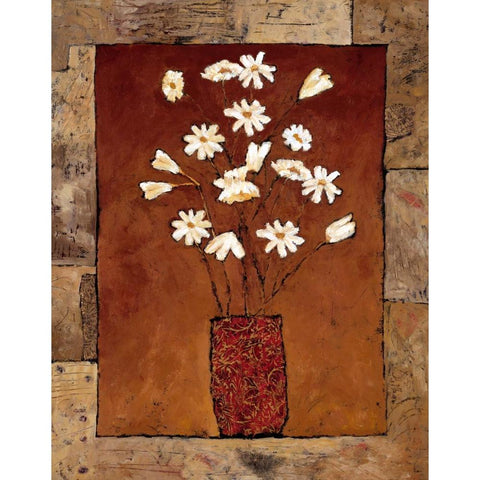 White Flowers Black Modern Wood Framed Art Print with Double Matting by Bagnato, Judi