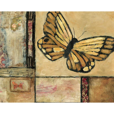 Butterfly in Yellow Gold Ornate Wood Framed Art Print with Double Matting by Bagnato, Judi