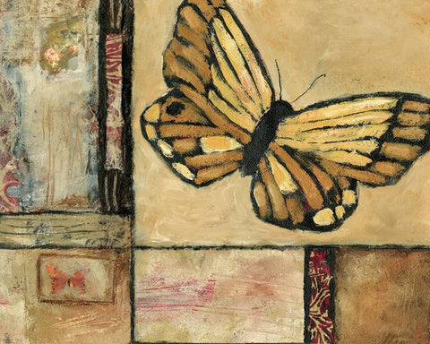 Butterfly in Yellow Black Ornate Wood Framed Art Print with Double Matting by Bagnato, Judi