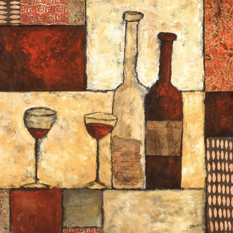 Wine for Two White Modern Wood Framed Art Print with Double Matting by Bagnato, Judi