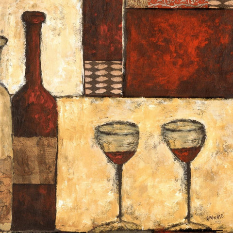 Red Wine for Two White Modern Wood Framed Art Print with Double Matting by Bagnato, Judi