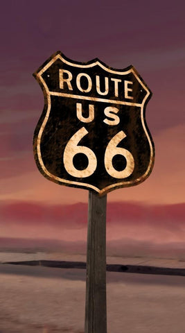 Route 66 White Modern Wood Framed Art Print with Double Matting by Consani, Chris