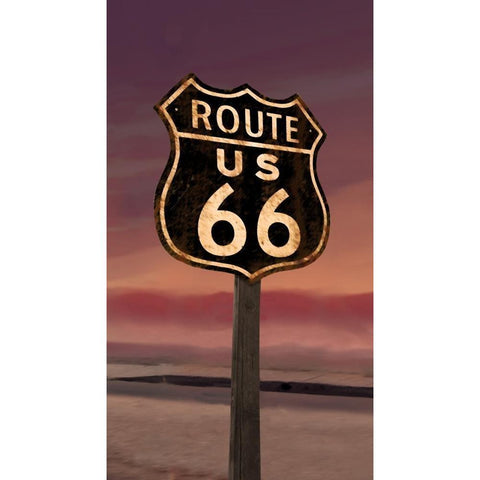 Route 66 Black Modern Wood Framed Art Print with Double Matting by Consani, Chris