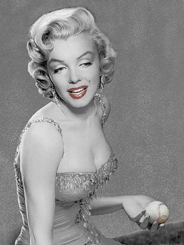 Marilyn Baseball Black Ornate Wood Framed Art Print with Double Matting by Consani, Chris