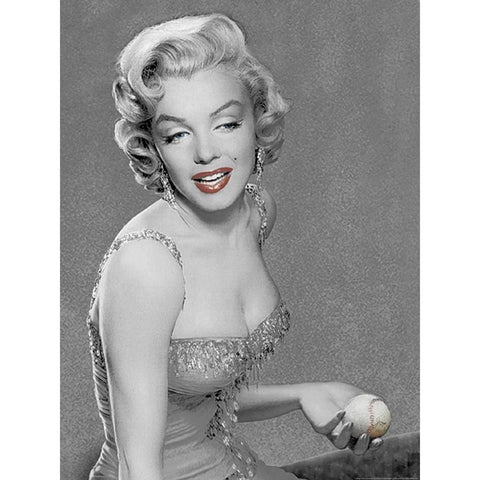 Marilyn Baseball Black Modern Wood Framed Art Print with Double Matting by Consani, Chris