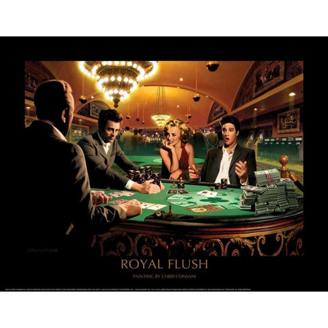 Royal Flush Black Modern Wood Framed Art Print with Double Matting by Consani, Chris