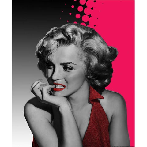 The Thinker in Red Dots Black Modern Wood Framed Art Print with Double Matting by Consani, Chris