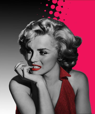 The Thinker in Red Dots Black Ornate Wood Framed Art Print with Double Matting by Consani, Chris