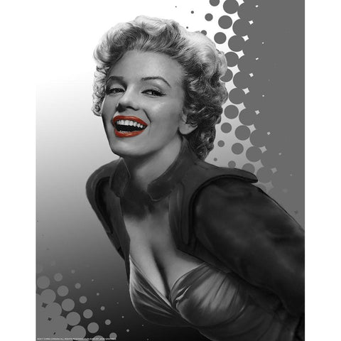 Marilyn Red Dots Black Modern Wood Framed Art Print with Double Matting by Consani, Chris