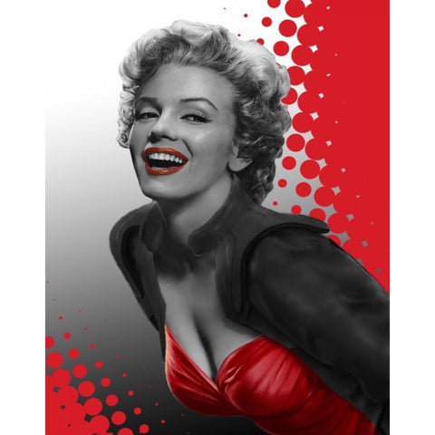 Marilyn Red Dots Black Modern Wood Framed Art Print with Double Matting by Consani, Chris