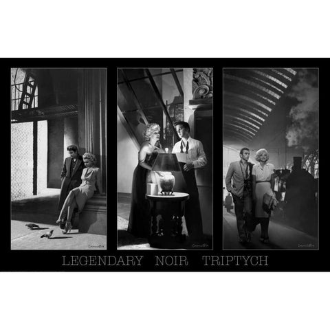 Legendary Noir Triptych W Border Black Modern Wood Framed Art Print with Double Matting by Consani, Chris