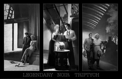 Legendary Noir Triptych W Border White Modern Wood Framed Art Print with Double Matting by Consani, Chris