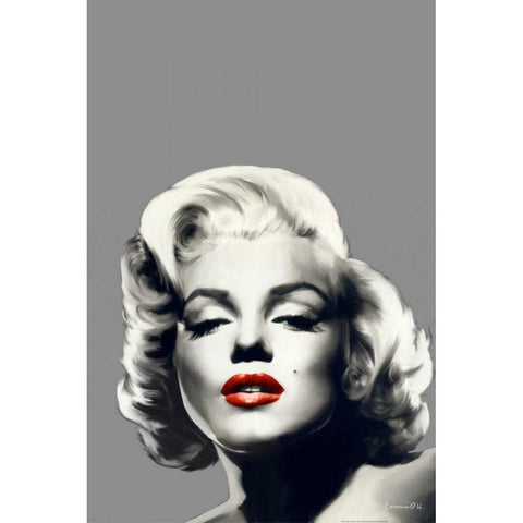 Red Lips Marilyn Gold Ornate Wood Framed Art Print with Double Matting by Consani, Chris