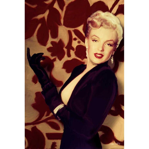 Marilyn Gloves Black Modern Wood Framed Art Print with Double Matting by Consani, Chris