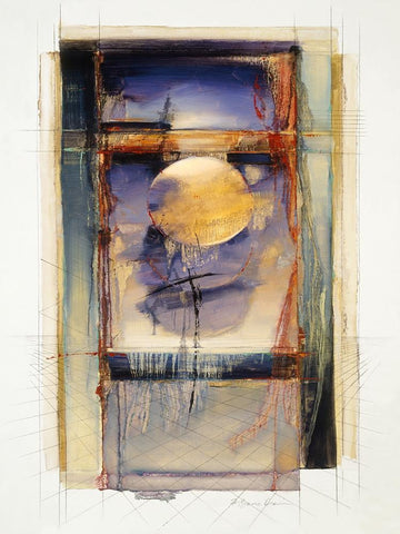 Abstract 1 White Modern Wood Framed Art Print with Double Matting by Dean, Bruce