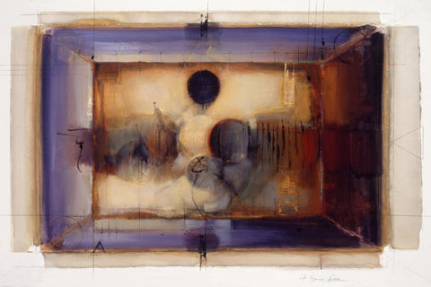 Abstract 6 White Modern Wood Framed Art Print with Double Matting by Dean, Bruce