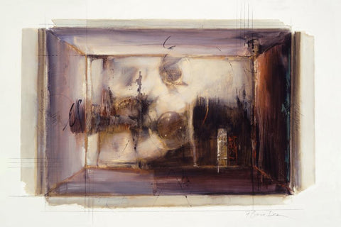 Abstract 7 White Modern Wood Framed Art Print with Double Matting by Dean, Bruce