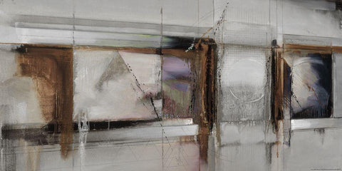 Abstract 14 White Modern Wood Framed Art Print with Double Matting by Dean, Bruce