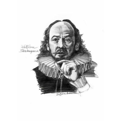 Shakespeare Black Modern Wood Framed Art Print with Double Matting by Dean, Bruce