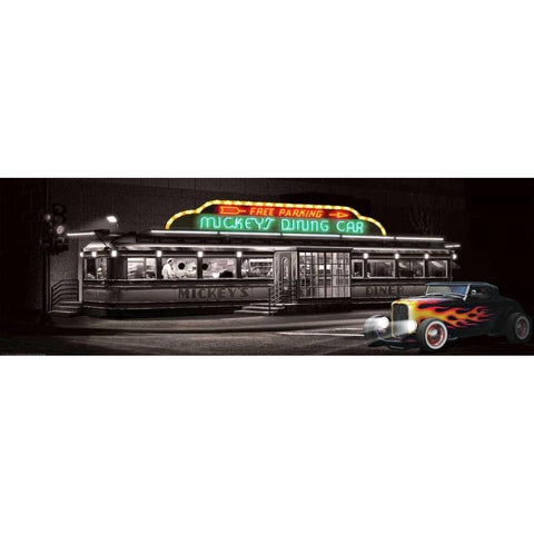 Mickeys Diner Black Modern Wood Framed Art Print with Double Matting by Flint, Helen