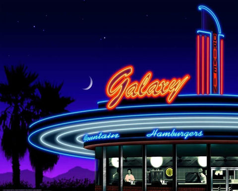 Galaxy Diner Black Ornate Wood Framed Art Print with Double Matting by Flint, Helen