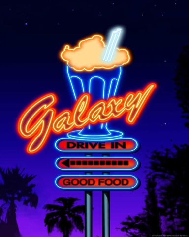 Galaxy Diner Black Ornate Wood Framed Art Print with Double Matting by Flint, Helen