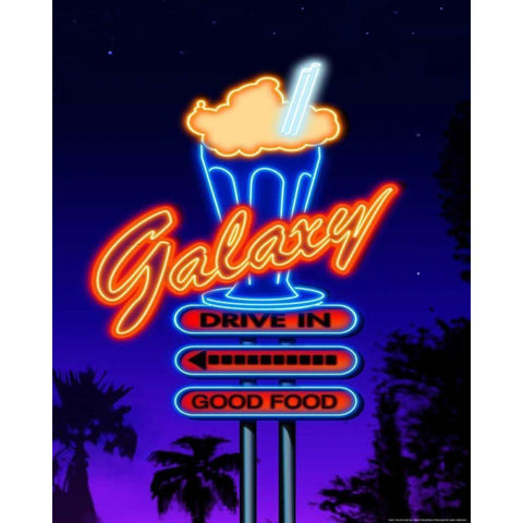 Galaxy Diner Black Modern Wood Framed Art Print with Double Matting by Flint, Helen