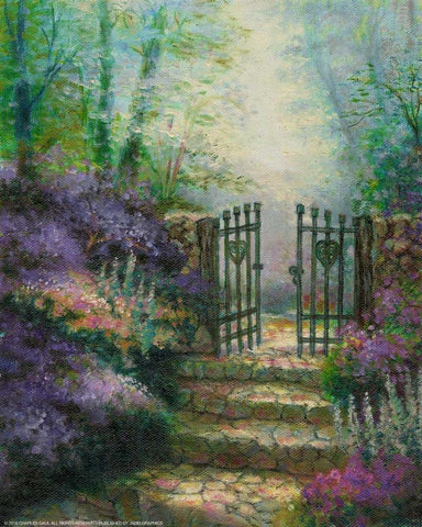 Woodland Gate Lilacs White Modern Wood Framed Art Print with Double Matting by Gaul, Charles