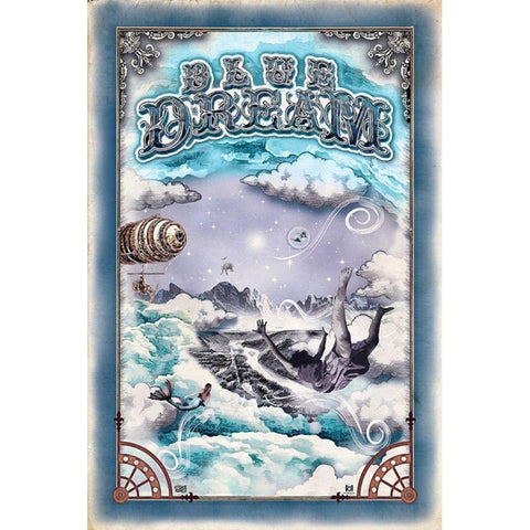 Blue Dream White Modern Wood Framed Art Print by Has