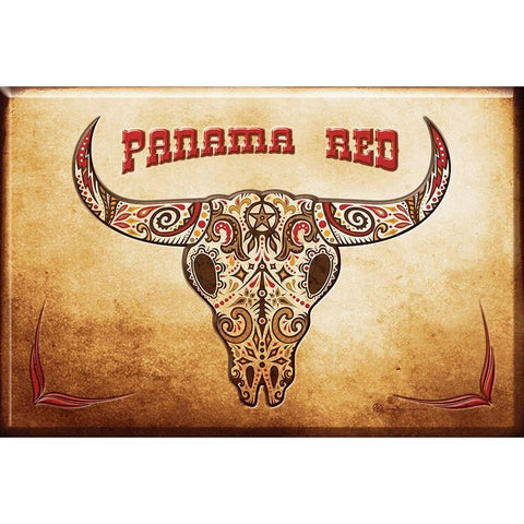 Panama Red Gold Ornate Wood Framed Art Print with Double Matting by Has