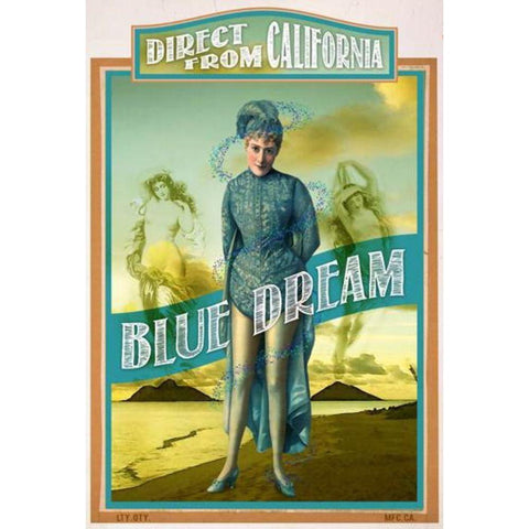 Blue Dream  Gold Ornate Wood Framed Art Print with Double Matting by Has