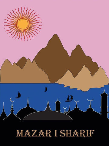 Mazar White Modern Wood Framed Art Print with Double Matting by Has