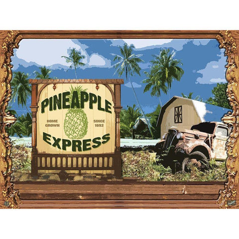 Pineapple Express Black Modern Wood Framed Art Print with Double Matting by Has